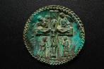 Bronzen icoon plaquette hanger afbeelding kruisiging Jezus, Ophalen of Verzenden