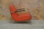 ZGANieuw! rode leren Harvink Columbus design fauteuil!, Design, Metaal, 75 tot 100 cm, Zo goed als nieuw