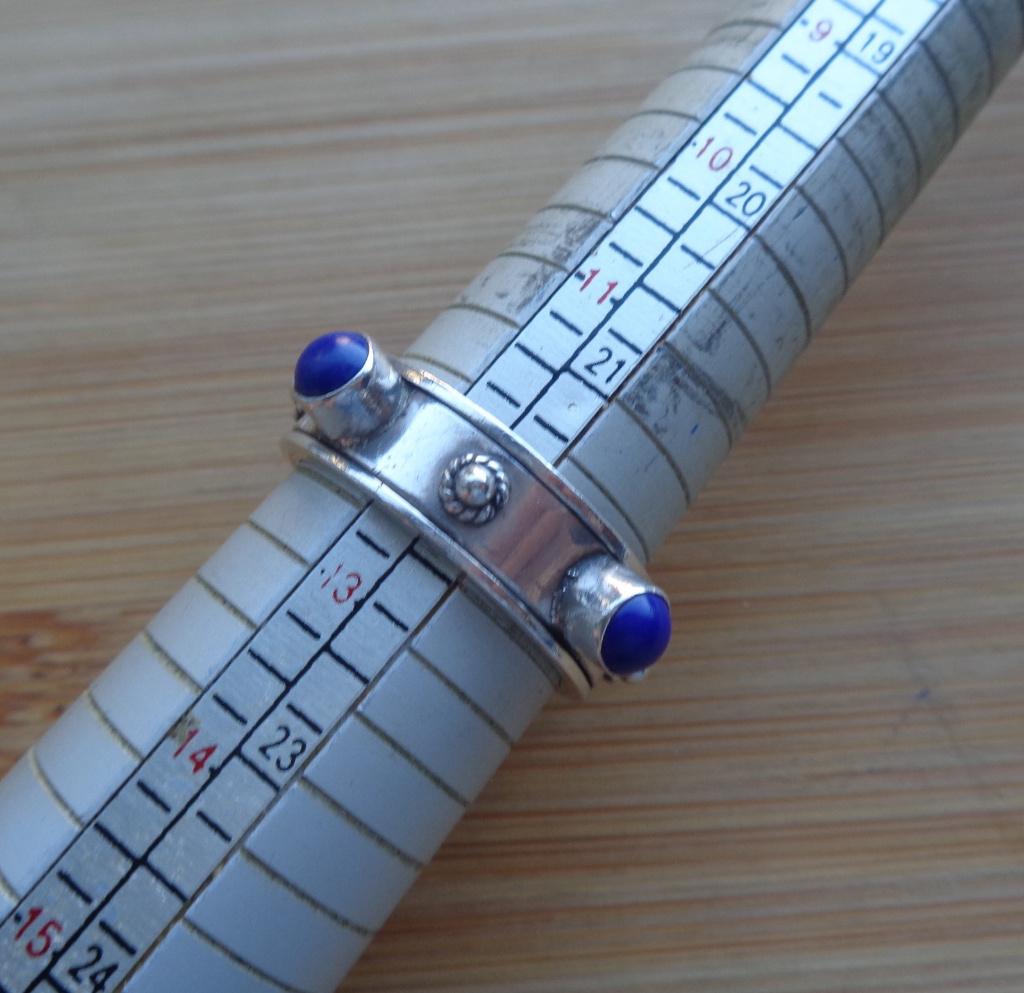 zilveren spinning heren ring met lapis lazuli [1046], 20 of groter, Heer, Ophalen of Verzenden, Zo goed als nieuw