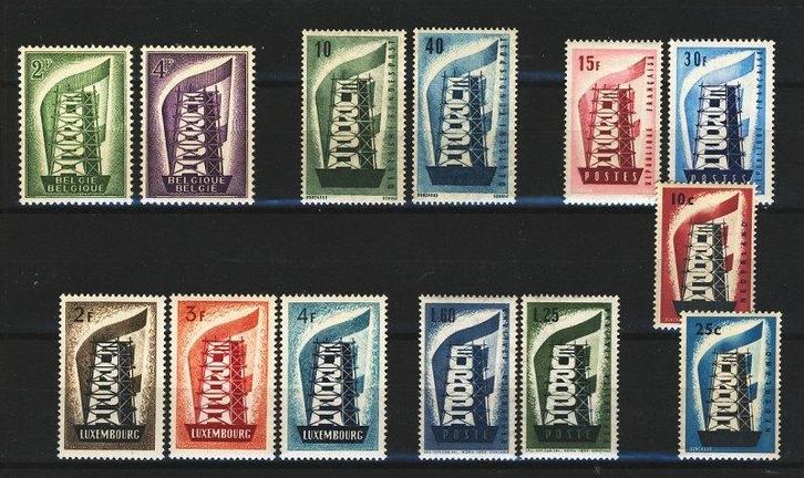 Europa Cept 1956, complete en postfrisse jaargang., Postzegels en Munten, Postzegels | Volle albums en Verzamelingen, Buitenland