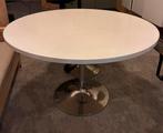 Ronde witte eettafel / salontafel met trompet voet salon, Ophalen, Overige materialen, Gebruikt, 100 tot 150 cm