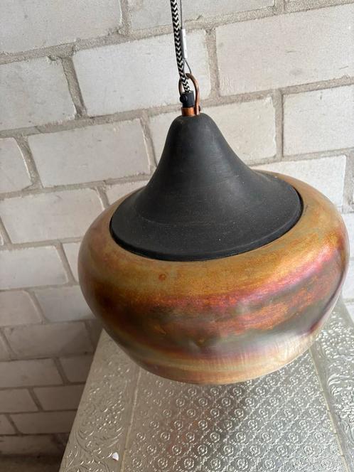 Vintage Metalen Hanglamp Goud/Koper Kleurverloop Design Lamp, Antiek en Kunst, Antiek | Lampen, Ophalen of Verzenden