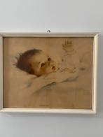 Twee vintage schilderijtjes baby's, Huis en Inrichting, Woonaccessoires | Schilderijen, Tekeningen en Foto's, Minder dan 50 cm