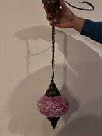 Marokkaanse hanglamp met roze licht, Ophalen, Gebruikt, Glas, Minder dan 50 cm