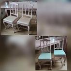 DIT WEEKEND 50,- 4 brocante queen ann stoelen oud licht roze, Huis en Inrichting, Ophalen, Hout, Overige kleuren, Queen ann