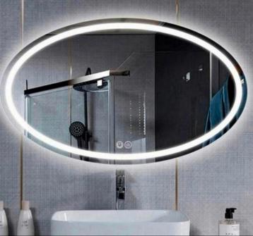Spiegel ovaal 80x70cm klok,verwarming,dimbare LED bluetooth 