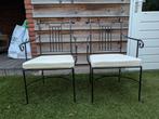 2 stoelen gietijzer/bekleding, Huis en Inrichting, Stoelen, Ophalen, Twee, Zwart, Zo goed als nieuw