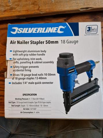 Silverline Air Nailer Stapler 50mm beschikbaar voor biedingen