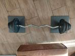 EZ bar curl halter stang + 8 gewichten/schijven (37,5kg), Sport en Fitness, Ophalen, Halterstangen