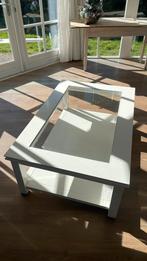 Witte salontafel met glasplaat, Ophalen, Gebruikt, 100 tot 150 cm, 50 tot 100 cm