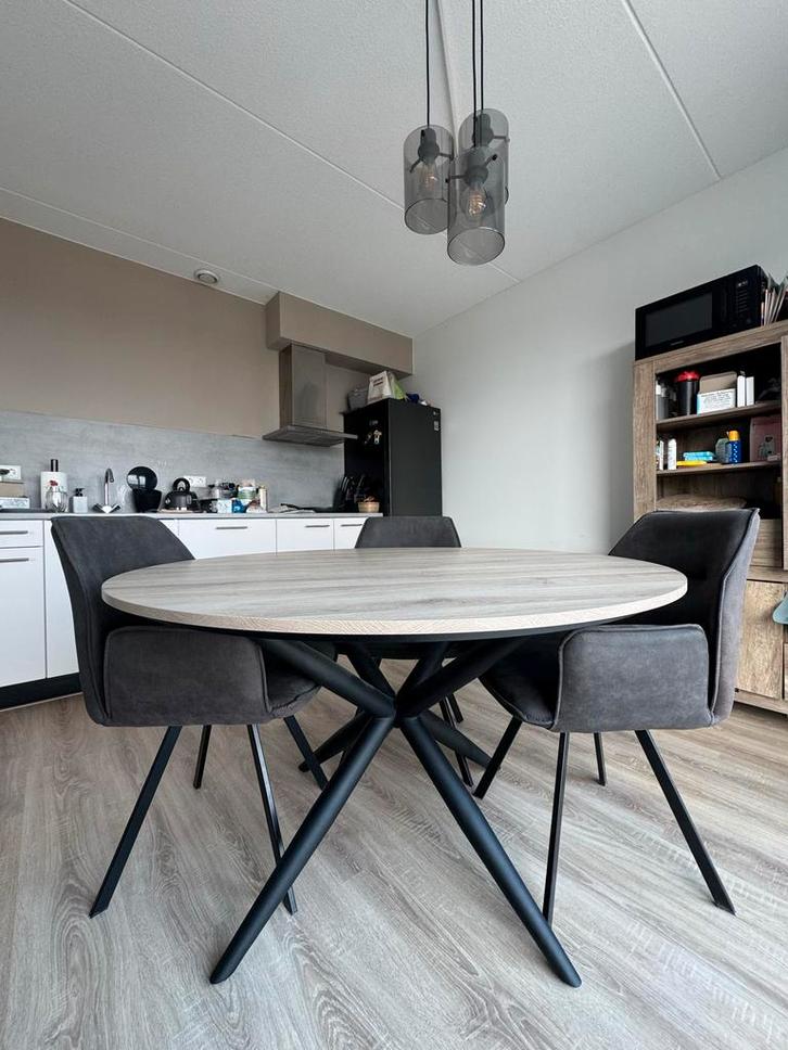 Eettafel De Bommel + 4 Eetstoelen Leen Bakker, Huis en Inrichting, Tafels | Eettafels, Zo goed als nieuw, 100 tot 150 cm, 100 tot 150 cm