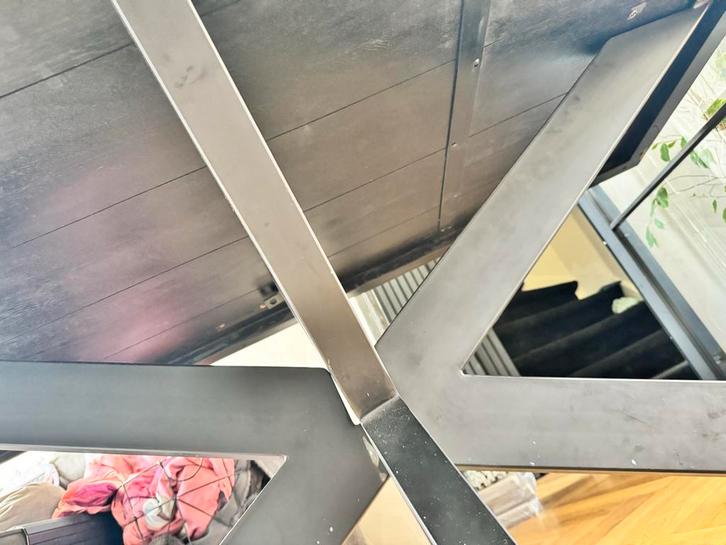 Mangohouten eettafel, Tuin en Terras, Schaduwdoeken, Zo goed als nieuw, Ophalen