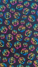 Dobbelstenen neon tricot, Hobby en Vrije tijd, Stoffen en Lappen, 120 cm of meer, Nieuw, Ophalen of Verzenden, Katoen