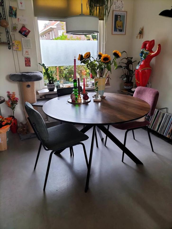 Ronde eettafel, Huis en Inrichting, Tafels | Eettafels, 100 tot 150 cm, 100 tot 150 cm, Rond, Ophalen