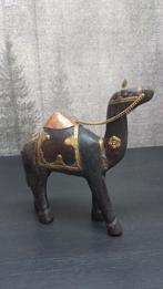 BEELDJE houten KAMEEL met KOPER inleg uit INDIA, Ophalen of Verzenden