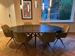 Eiken Eettafel met metalen onderstel Table du Sud, Huis en Inrichting, Ophalen, Gebruikt, 100 tot 150 cm, 200 cm of meer