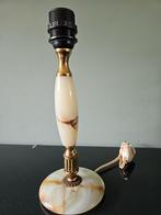 Vintage tafellamp/ lampvoet marmer / onyx , messing details, Minder dan 50 cm, Gebruikt, Ophalen of Verzenden