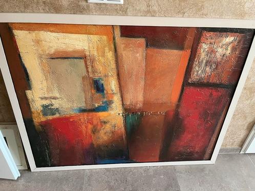 Abstract Schilderij Herfstkleuren Ingelijst 80x100cm Kunstwe, Antiek en Kunst, Kunst | Schilderijen | Abstract, Ophalen