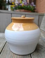 Brocante voorraadpot wit/beige geglazuurd aardewerk, Ophalen, Wit, Aardewerk of Porselein, Zo goed als nieuw
