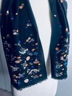 Heel oud/ antiek zwart rouw sjaaltje met oosters motief, Ophalen of Verzenden