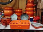 Vintage pannen en potten Orange emaille retro, Ophalen, Huis en Inrichting