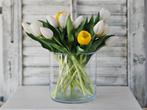 Kunst tulpen bos bloemen kunstbloemen wit geel, Ophalen of Verzenden