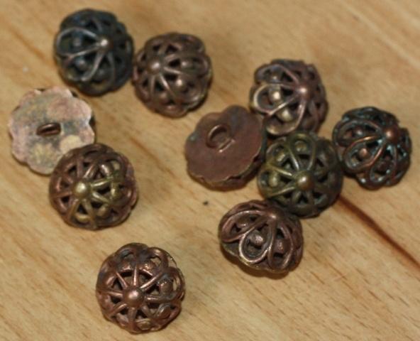 Antieke koperen knopen 40345, Antiek en Kunst, Antiek | Kleding en Accessoires, Ophalen of Verzenden