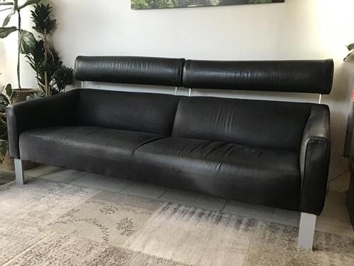 Bank Leolux Patachou 3 zits zwart, Huis en Inrichting, Banken | Bankstellen, Gebruikt, Rechte bank, Driepersoons, 200 tot 250 cm