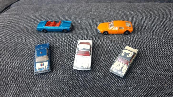 Matchbox lot van 5 Lesney autotjes jaren 60/70, Hobby en Vrije tijd, Modelauto's | Overige schalen, Gebruikt, Auto, Ophalen of Verzenden