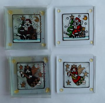 Kerst glazen onderzetters kerstman engelen beschikbaar voor biedingen