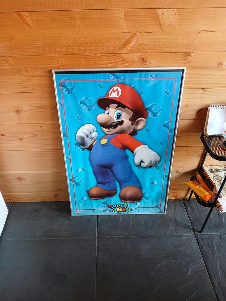 Super mario poster schilderij xxl, Verzamelen, Posters, Film en Tv, A1 t/m A3, Rechthoekig Staand, Met lijst, Ophalen