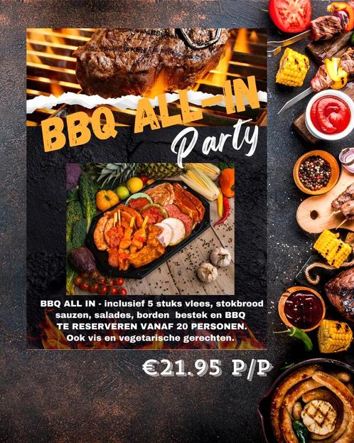 All in BBQ pakketten €21.95 Bedrijfs BBQ vanaf 20 personen, Tuin en Terras, Gasbarbecues, Ophalen