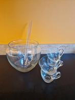 Glazen Bowlset met 4 Kopjes, Ophalen of Verzenden, Gebruikt