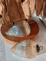 Champagne/zalmkleur.geribbelde ovale heksenballen 20cm., Antiek en Kunst, Ophalen