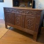 Vintage Antieke - dekenkist dressoir decoratief houtsnijwerk, Huis en Inrichting, Kasten | Dressoirs, Ophalen, Gebruikt, Met klep(pen)