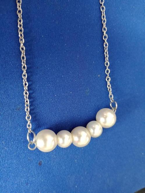 Parel Ketting Gold/Silvertone Size: 50/56cm, Sieraden, Tassen en Uiterlijk, Kettingen, Nieuw, Overige materialen, Overige kleuren