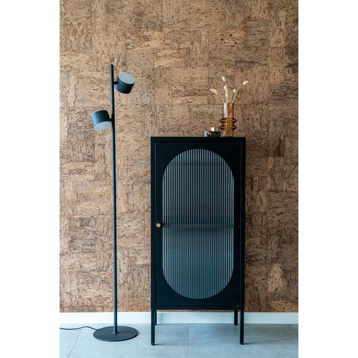 Adelaide Vitrinekast Zwart Geribbeld Glas, Antiek en Kunst, Antiek | Meubels | Kasten, Verzenden