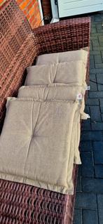 4 zandkleurige tuinstoelkussens, Tuin en Terras, Tuinmeubel-accessoires, Ophalen of Verzenden, Gebruikt