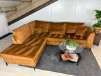 GRATIS LEVERING Velvet Hoekbank Cognac 265x220 GEREINIGD, Huis en Inrichting, 250 tot 300 cm, Ophalen of Verzenden, Zo goed als nieuw