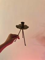 Vintage kandelaar met bladmotief, Gebruikt, Bruin, Ophalen of Verzenden, Metaal