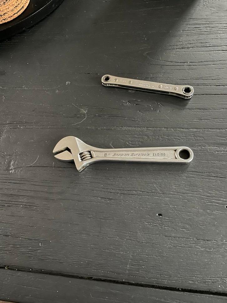 Snap-on ringratel 1/4x5/16 en verstelbare moersleutel, Auto diversen, Autogereedschap, Gebruikt, Ophalen of Verzenden