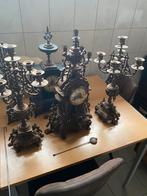 Groot bronzen klokken stel , Pendule met 2 kandelaars, Ophalen of Verzenden
