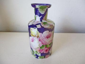Biarritz pottery porseleinen fles vaasje met roos rozen deco beschikbaar voor biedingen