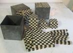 antieke zinken kubus met houten decimale plankjes vr school, Antiek en Kunst, Verzenden