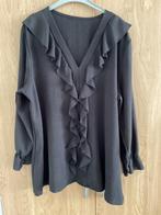 Grote maat blouse 48/50 zwart met roesels, Ophalen of Verzenden, Zo goed als nieuw, Zwart, Blouse of Tuniek