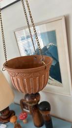 Vintage terracotta hangpotje hangend bloempotje Toscaans, Gebruikt, Rond, Ophalen of Verzenden, Aardewerk
