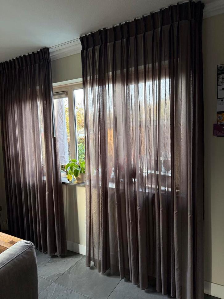 8 keer Inbetween gordijnen. Bruin., Huis en Inrichting, Stoffering | Gordijnen en Lamellen, Zo goed als nieuw, 200 cm of meer