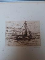 Vissersboot bij Katwijk, Antiek en Kunst, Kunst | Etsen en Gravures, Ophalen of Verzenden