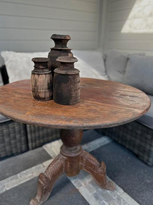 Oude wijn tafel 83,5 ø india oosters sober sleets imperfect, Antiek en Kunst, Curiosa en Brocante, Ophalen