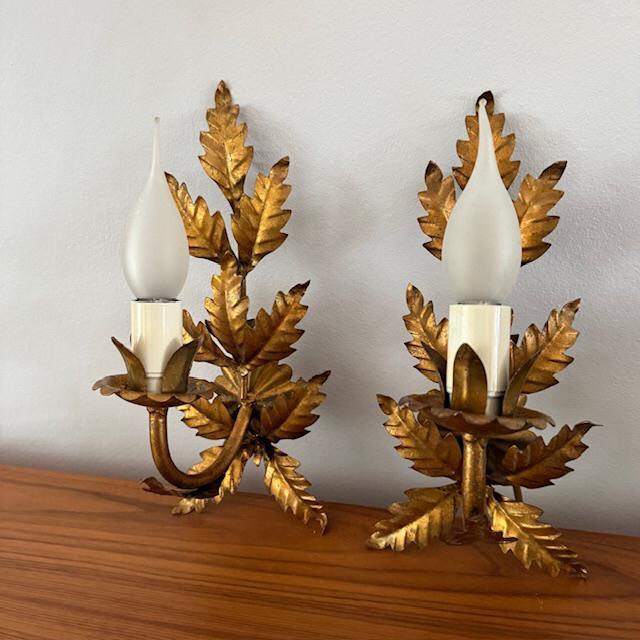 Wandlampen, Italiaans, barok, metaal, verguld, vintage,, Antiek en Kunst, Antiek | Lampen, Ophalen of Verzenden